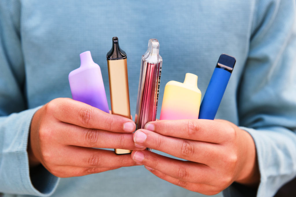 Brightly coloured vapes with exotic flavours are now banned. Photo: Getty Images 