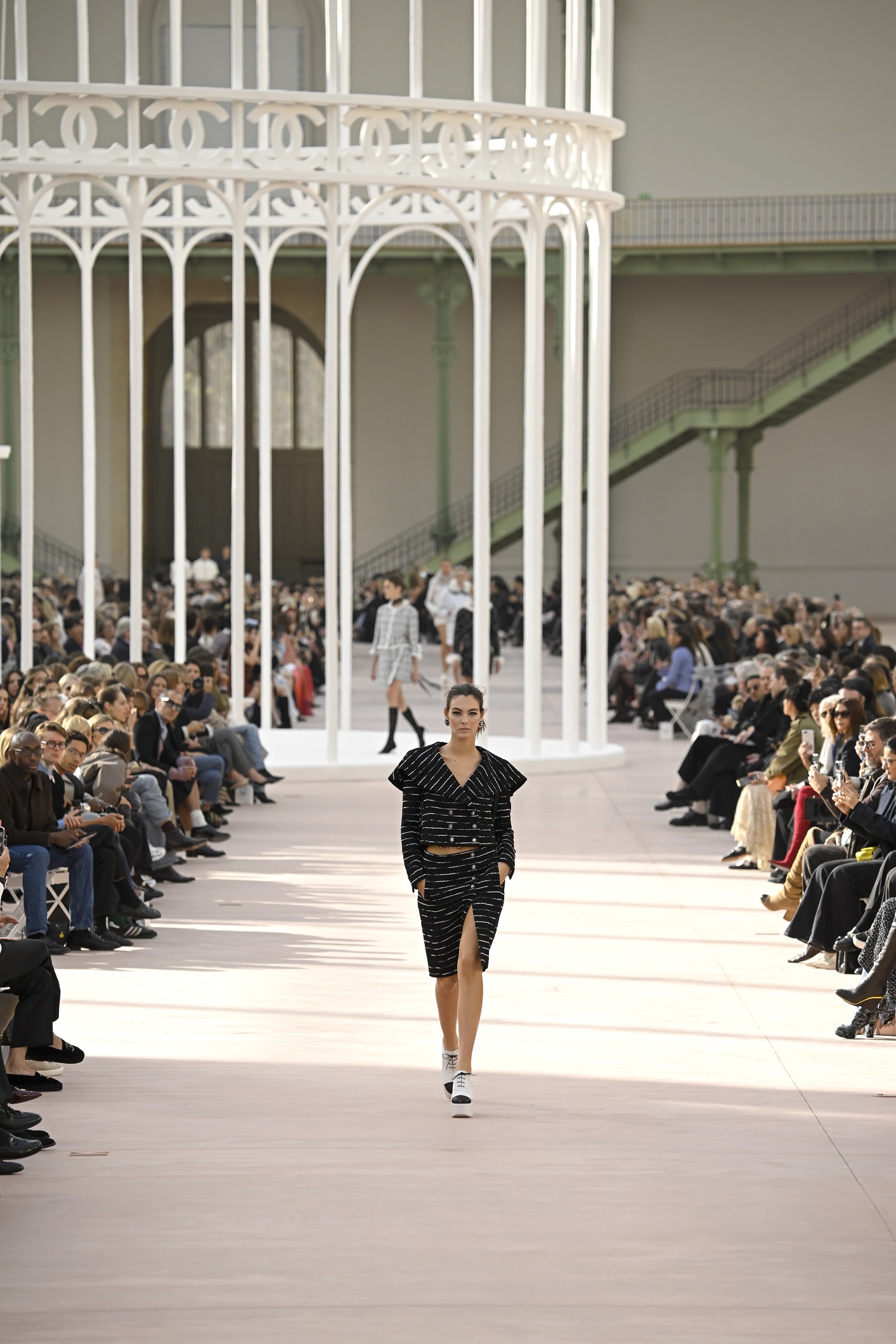 Chanel also adopted a bird theme, with models walking through a giant birdcage. 