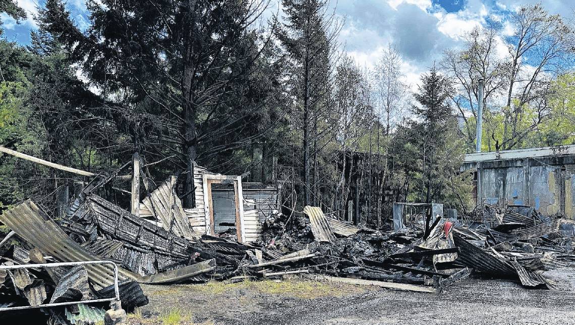 The remains of the disused engineering storage shed after a fire over the weekend PHOTO: SUPPLIED