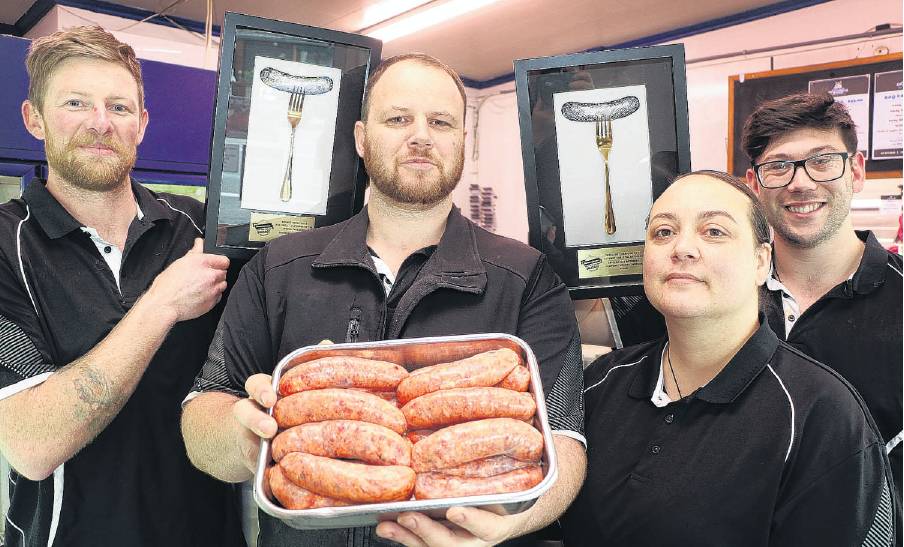 Cattermoles Butchery staff Luke Vos (left), Fred Hicklin (owner), Keri Kelly and Rhys Bennett,...