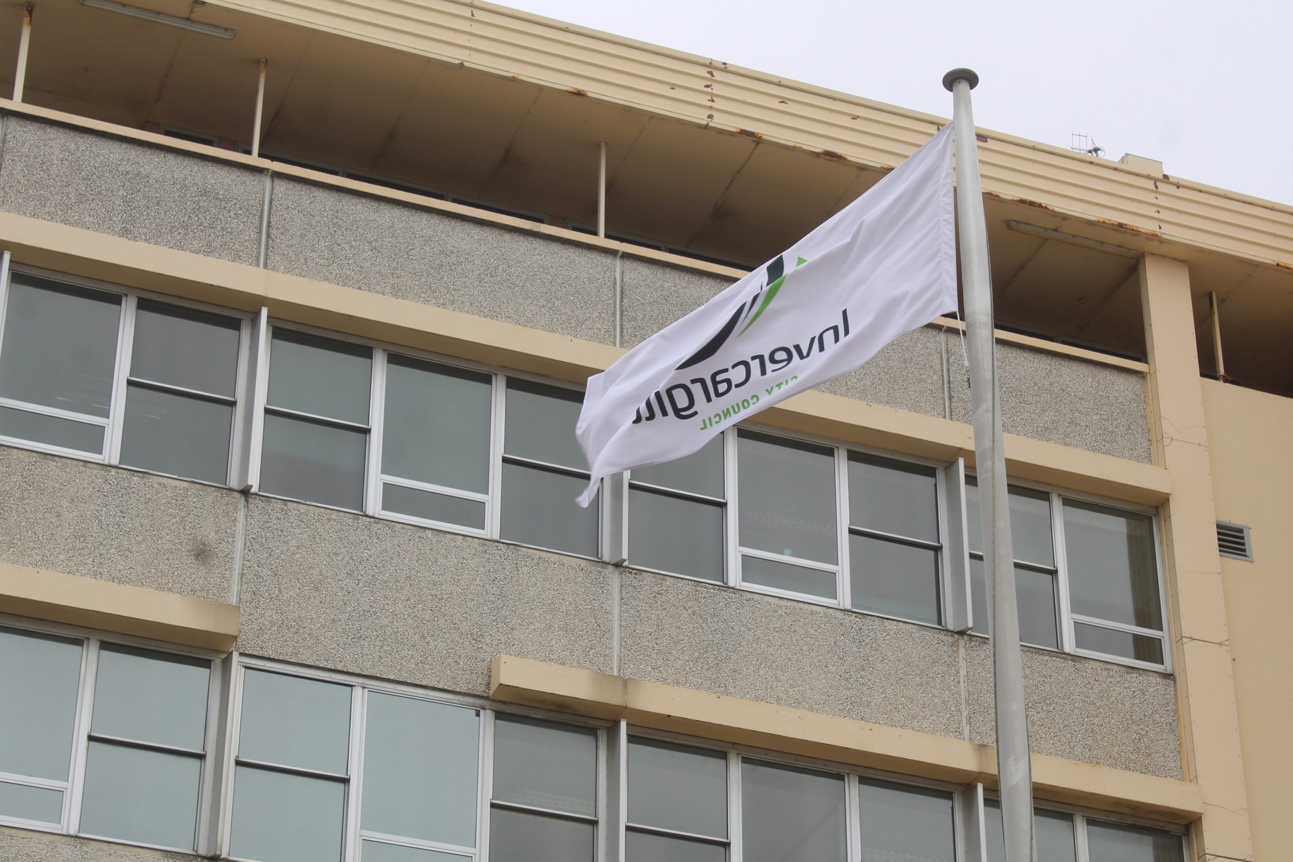 Invercargill City Council's logo flag outside its main building. Photo: Matthew Rosenberg/LDR