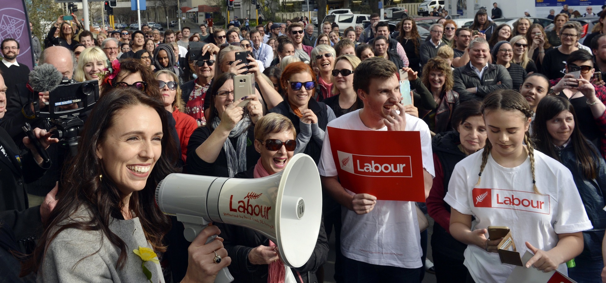 Former prime minister Jacinda Ardern in Dunedin in 2017 making her pre-election promise to build...