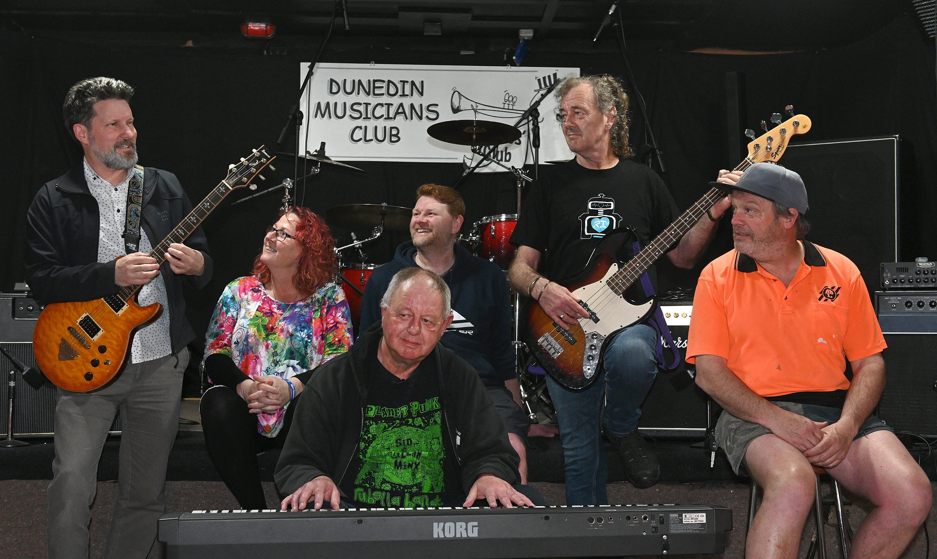 Jamming at the Dunedin Musicians’ Club is committee member Roger Grauwmeijer (front, centre)...