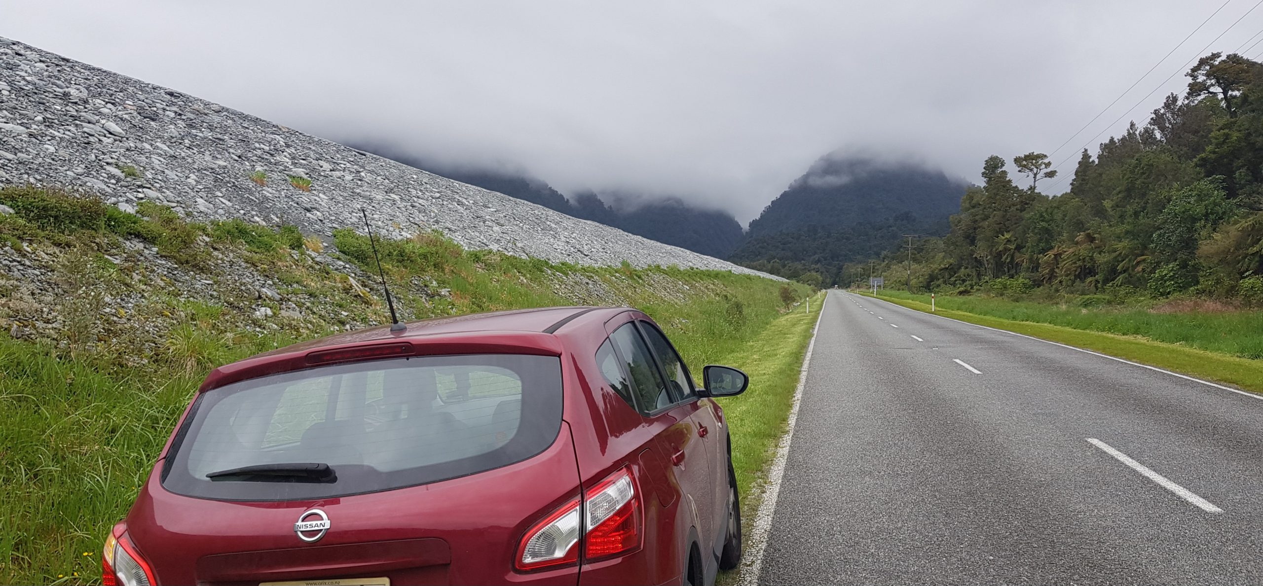 An NZTA stopbank protecting State Highway 6 at Franz Josef. PHOTO LOIS WILLIAMS/LDR