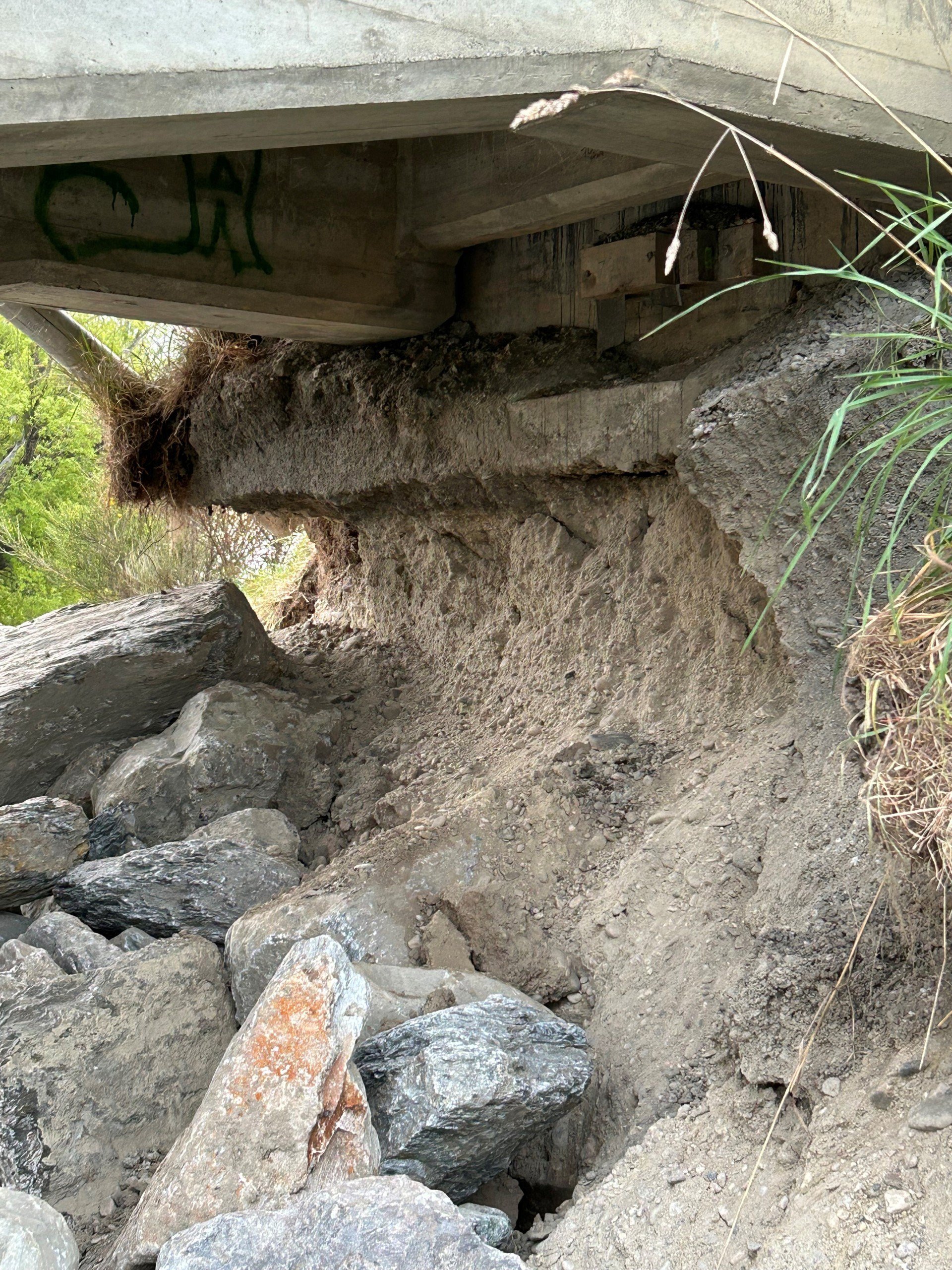 Omakau Bridge is closed for repairs after being damaged during recent flooding. PHOTO: SUPPLIED