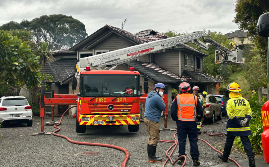 The badly damaged the house in Whitby. PHOTO: RNZ