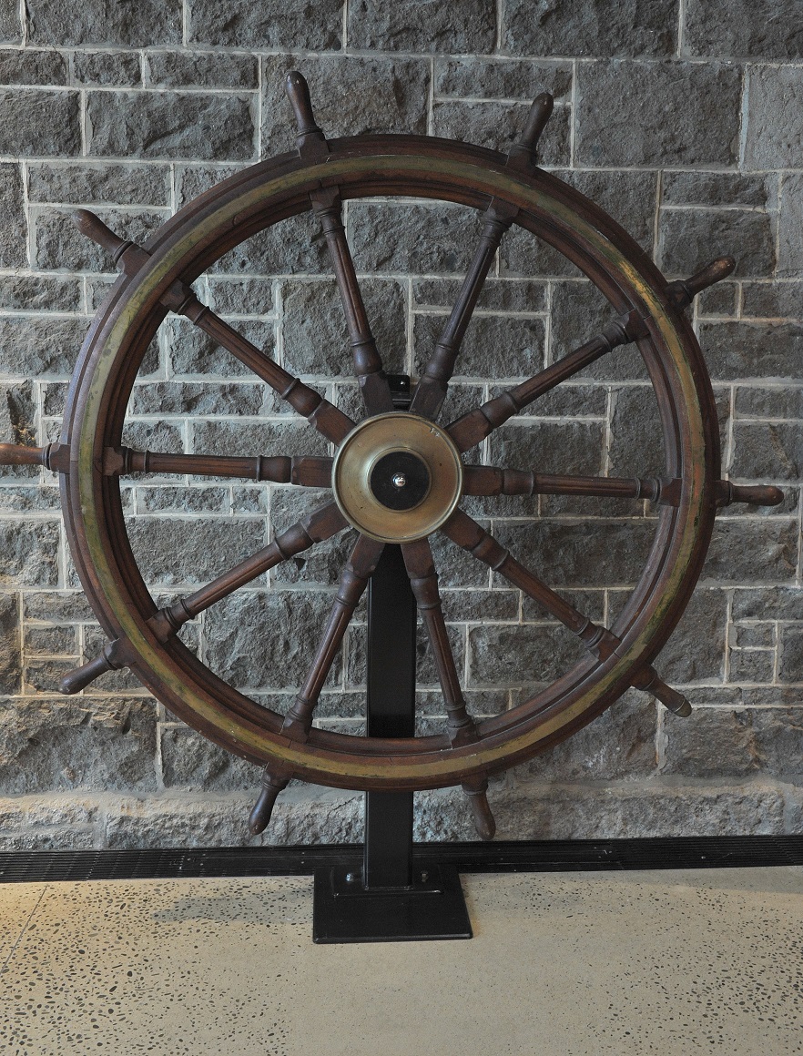 A ship’s wheel. Photo: Linda Robertson