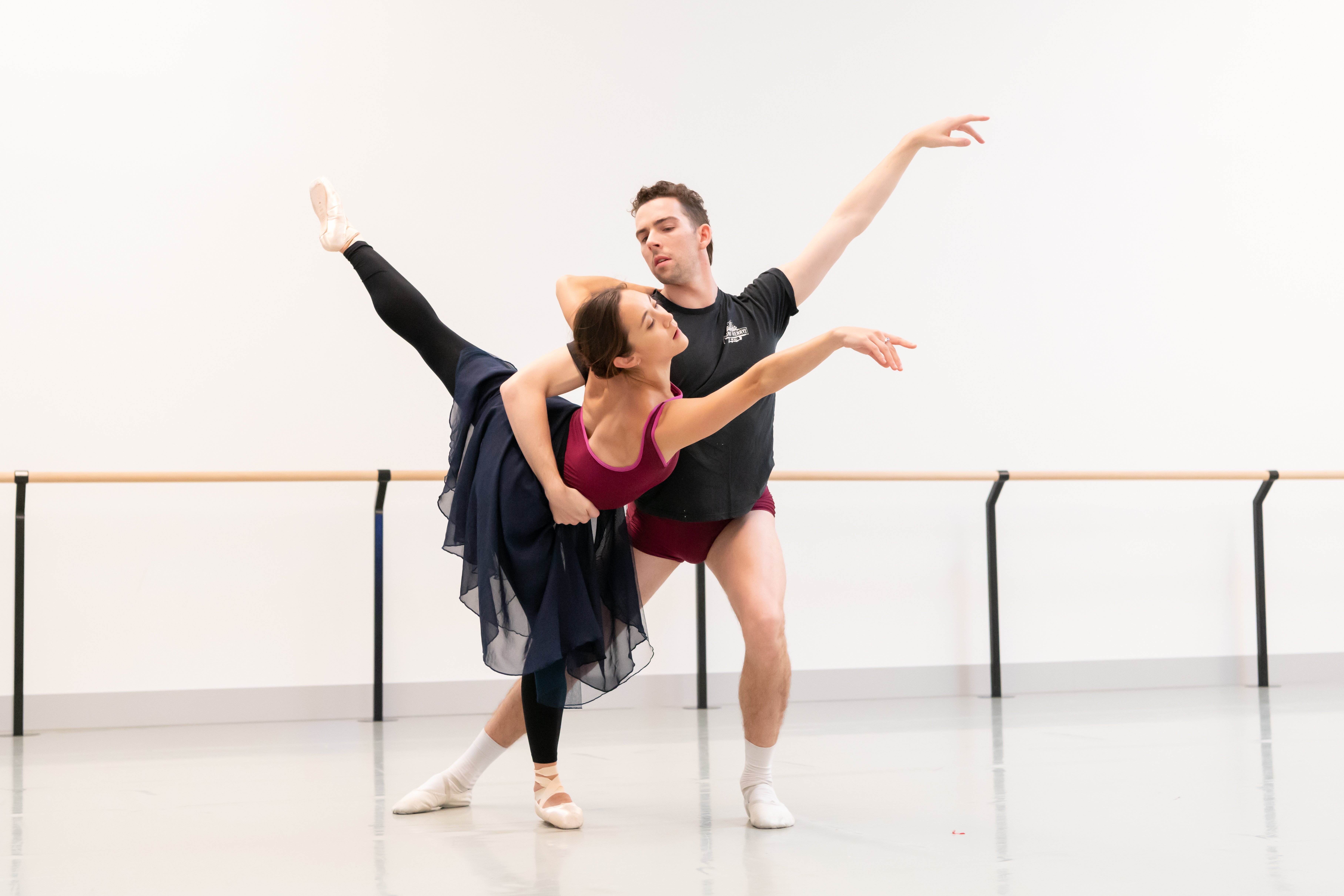 Royal New Zealand Ballet dancers Katherine Minor and Zach Dun rehearse their roles as Titania and...