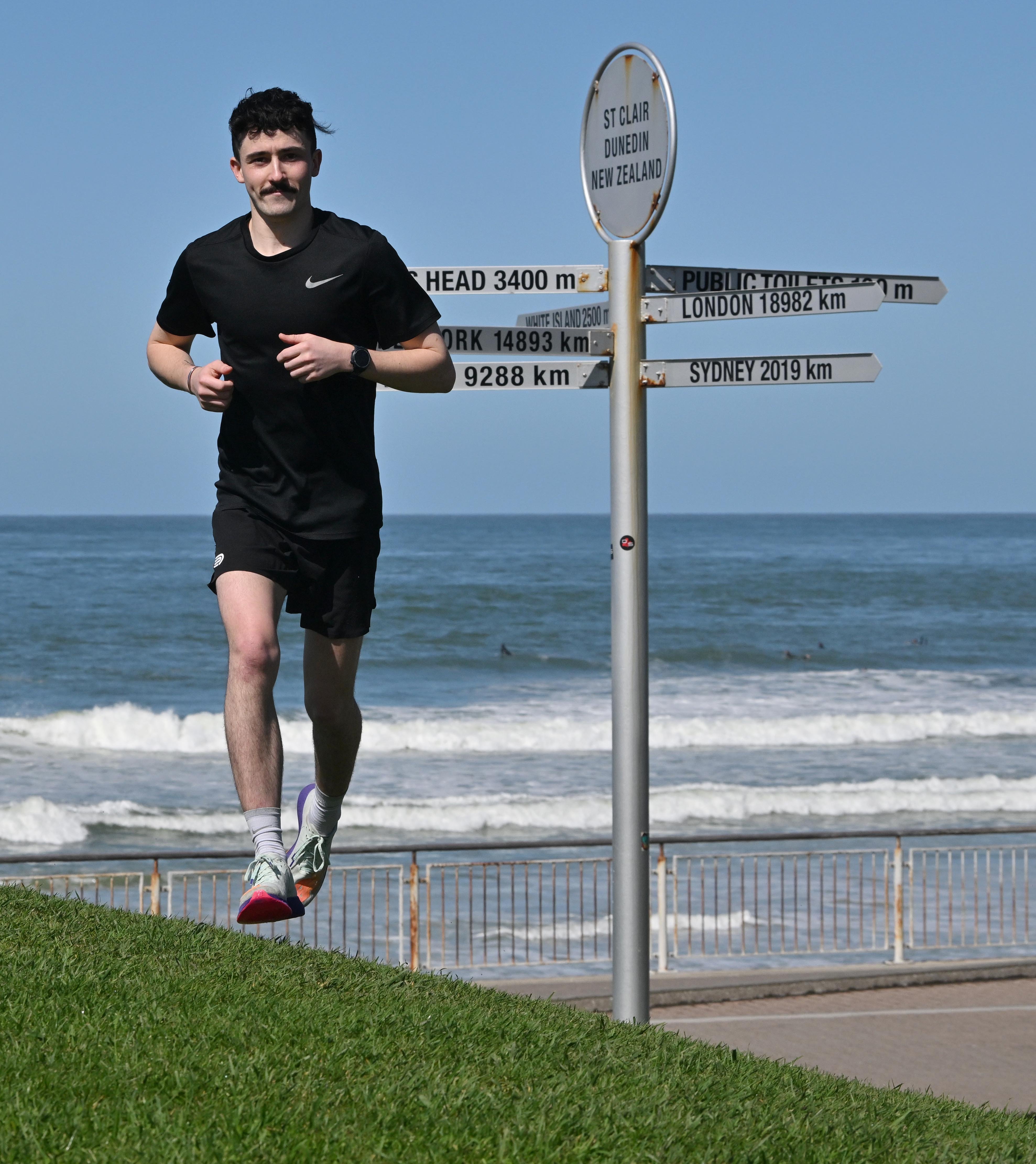 The 03 Run Club creator Oli Chignell runs along the Esplanade, where runners of the club gather...