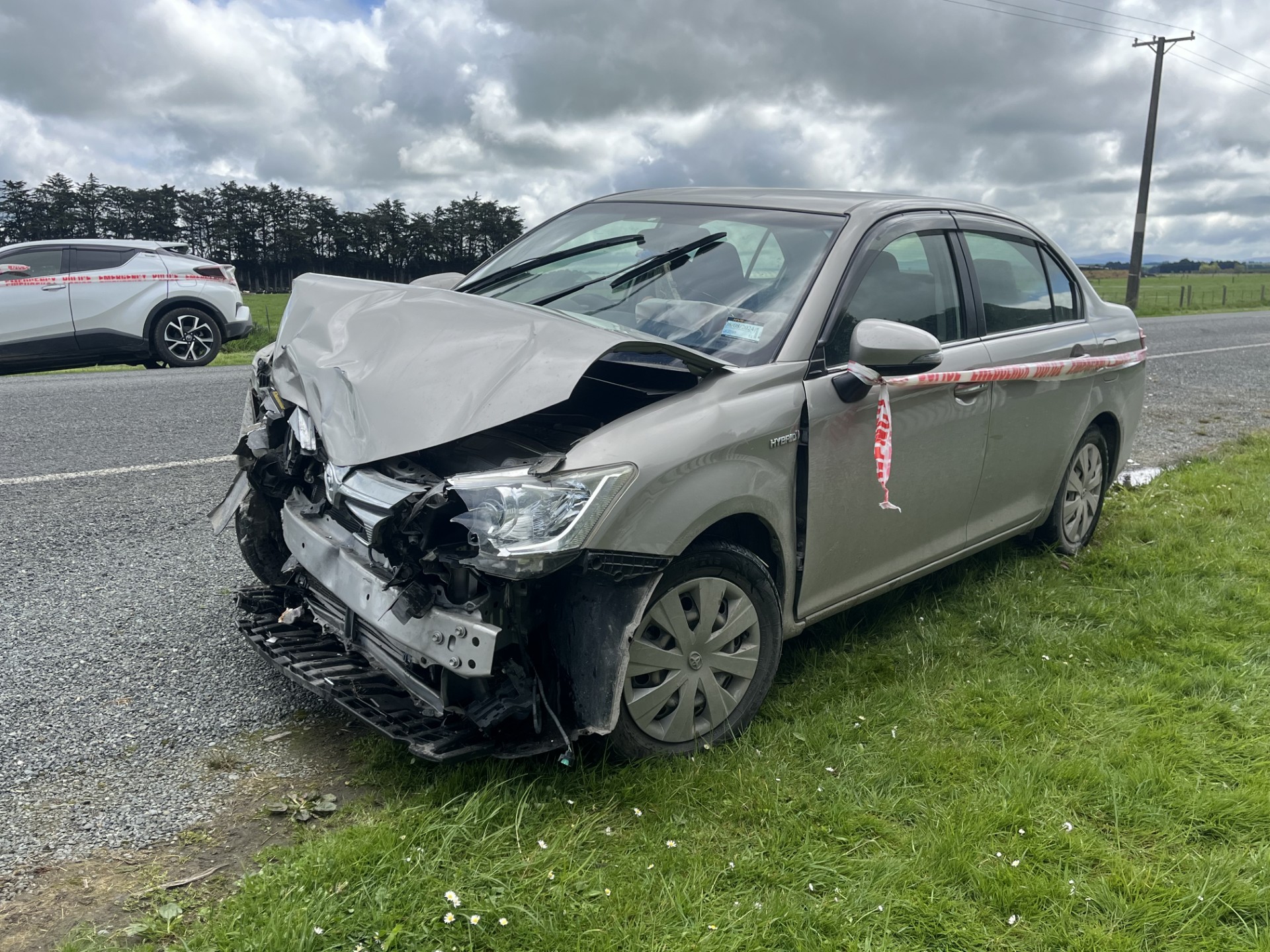 Two of the cars involved in the crash this afternoon. Photo: Gerrit Doppenberg
