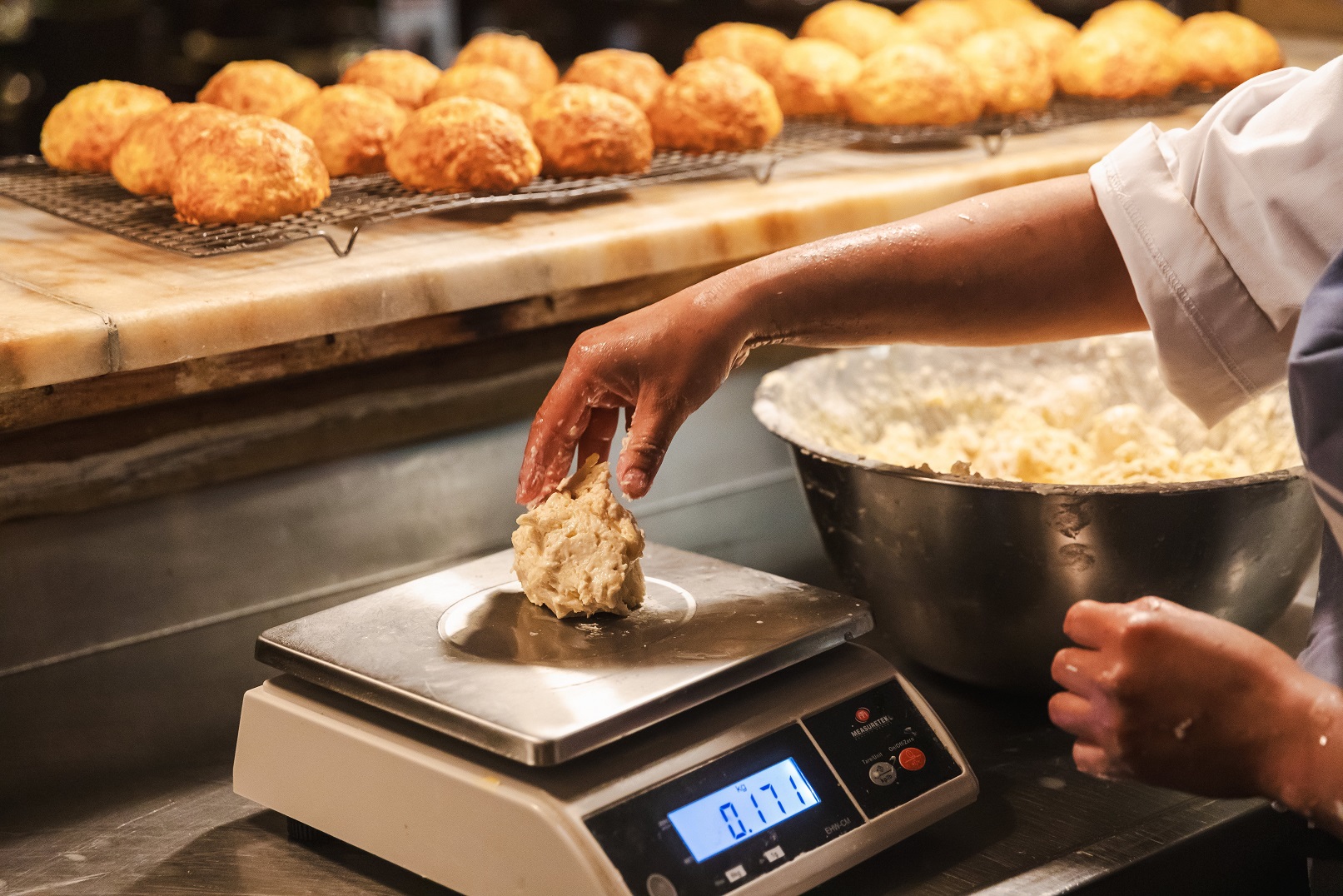 The scone-making process. Photo: Phoebe Mackenzie