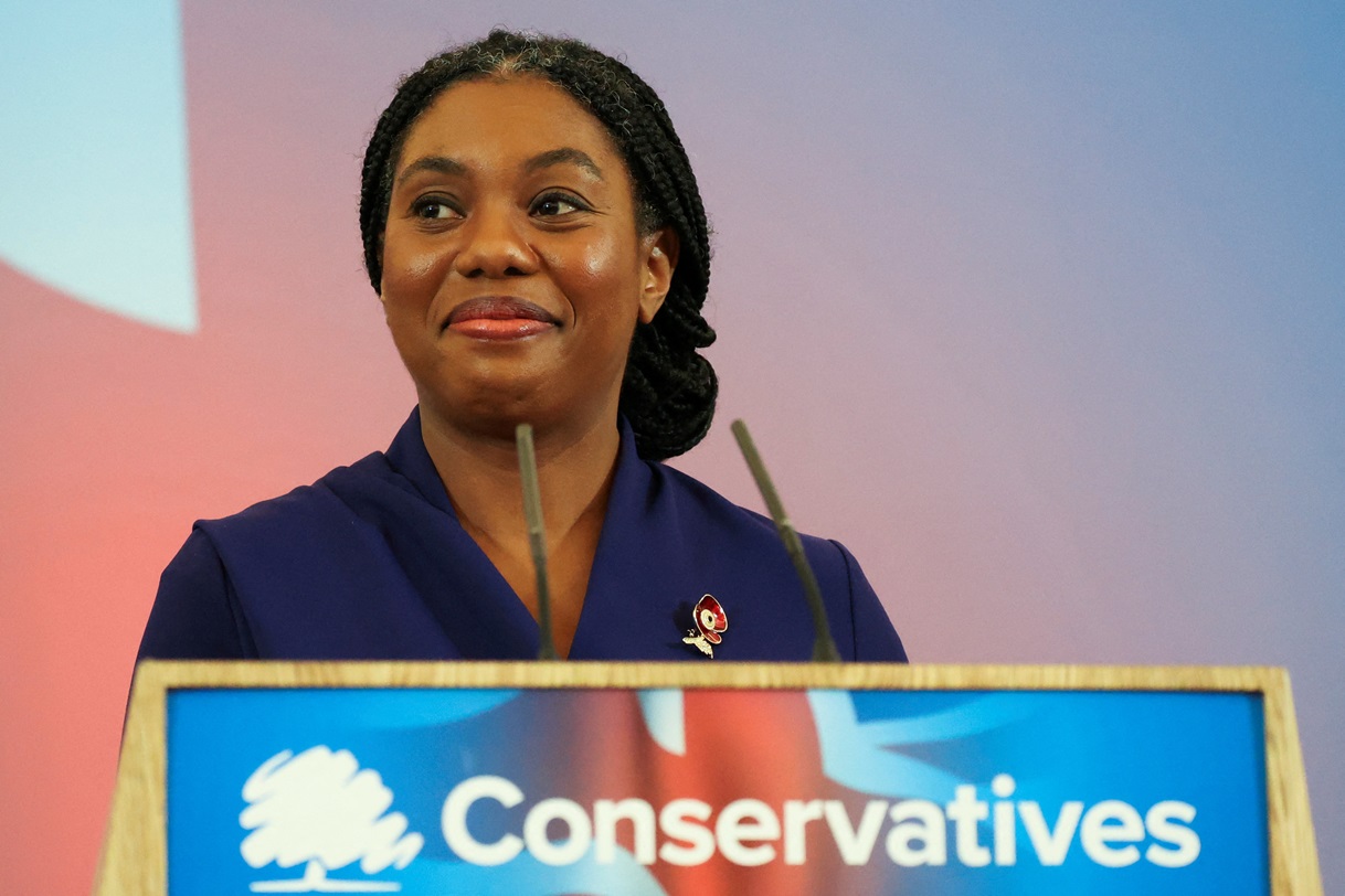 Kemi Badenoch speaks in London after she was announced as the new leader of Britain's...