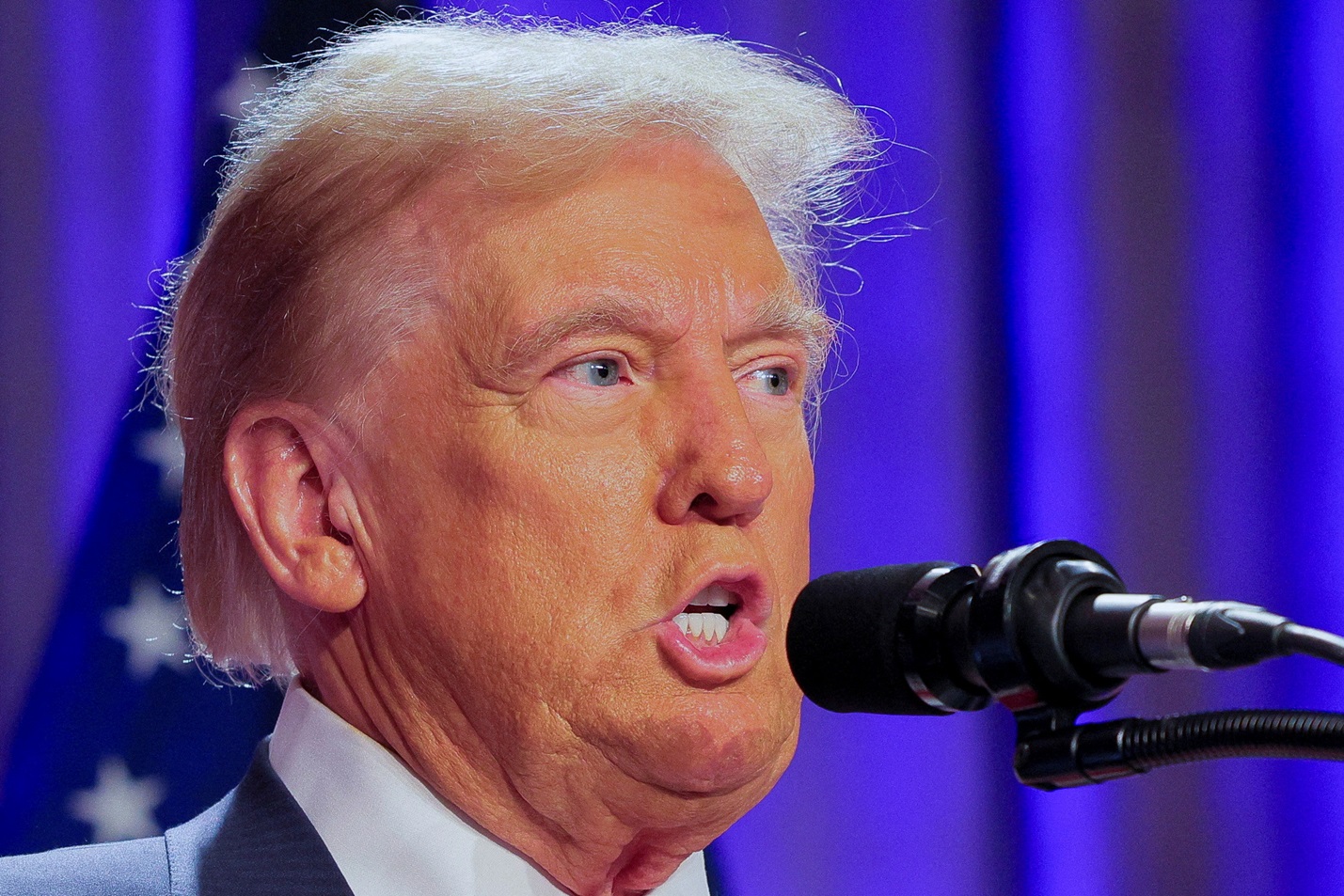 Donald Trump speaks as he meets House Republicans on Capitol Hill in Washington. Photo: Reuters