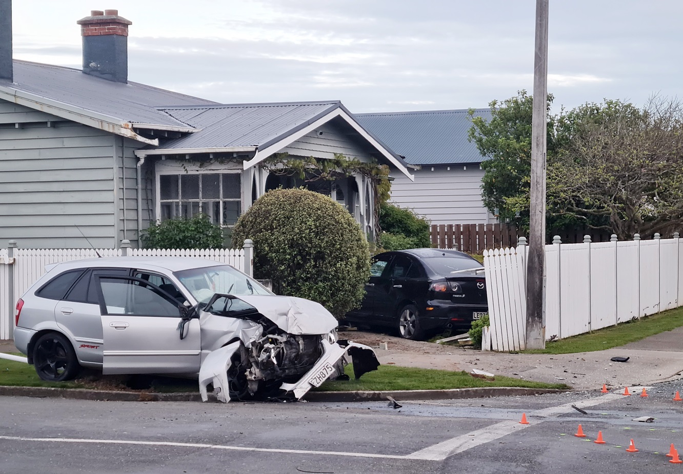 The crashed cars at the scene in Invercargill last month. PHOTO: MICHAEL COOPER