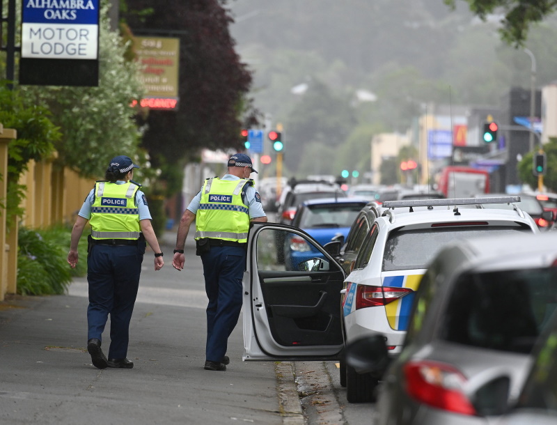 Police at the scene on Friday evening. Photo: Linda Robertson