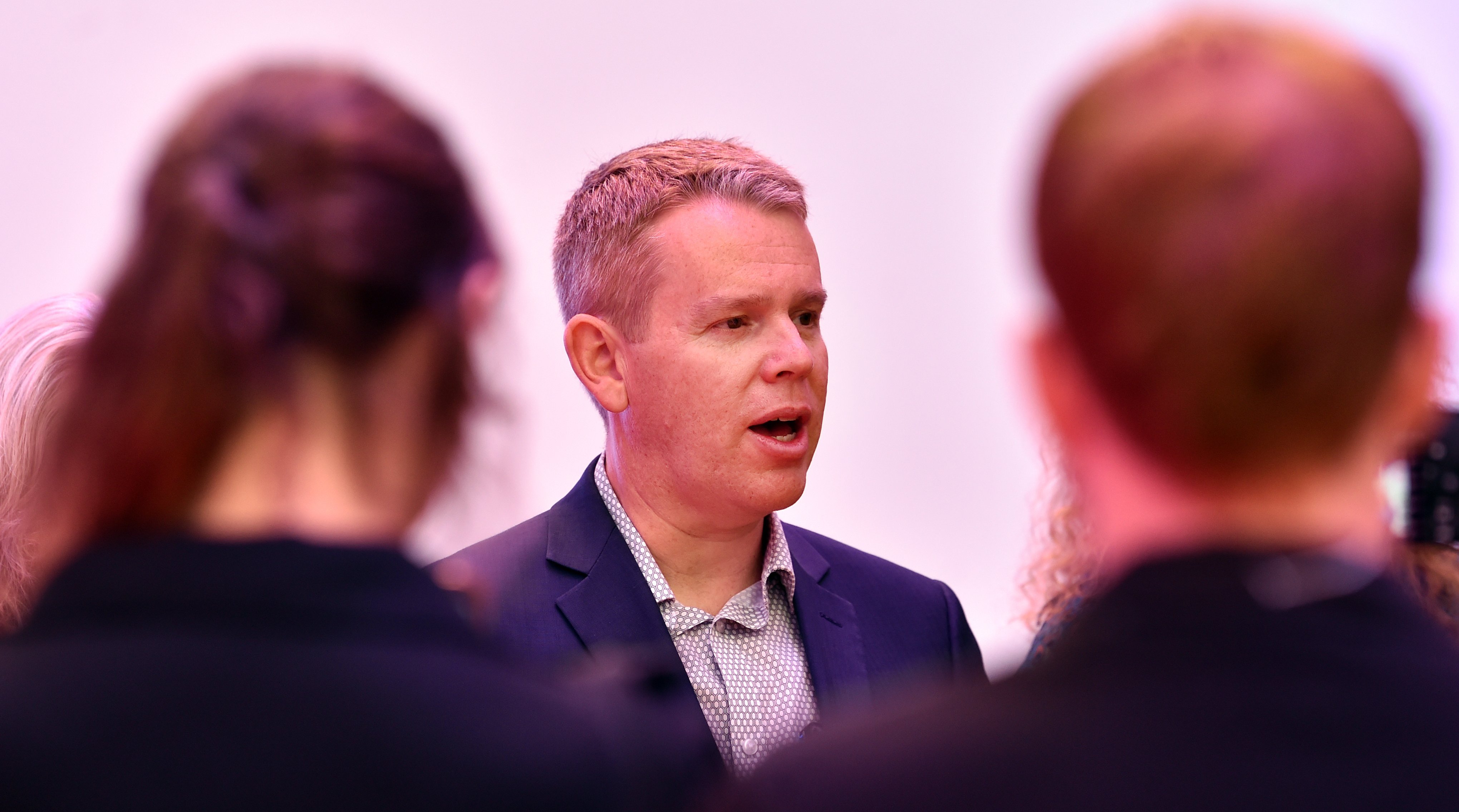 Chris Hipkins out and about in Dunedin canvassing for votes. PHOTO: PETER MCINTOSH