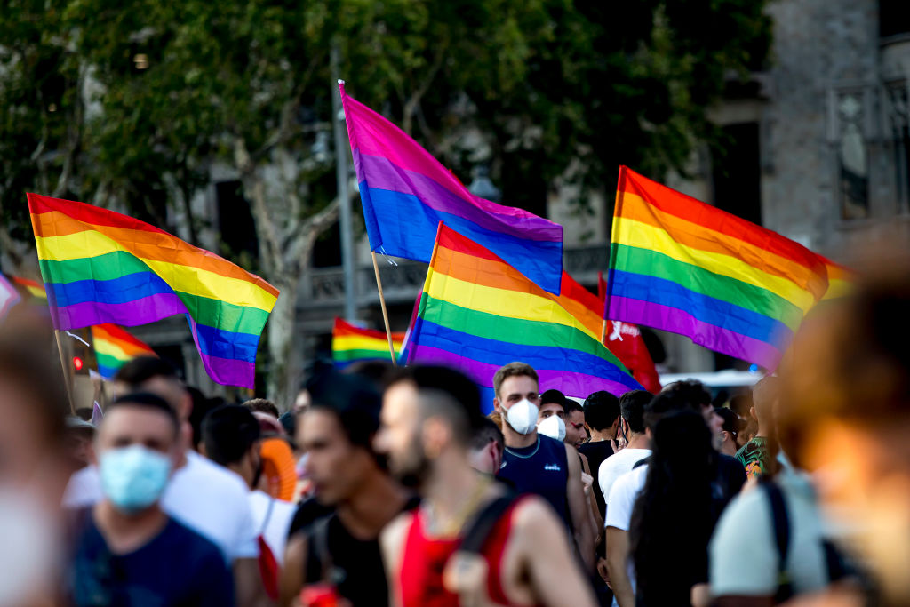 Thousands of people are demonstrated in Barcelona against the increase in aggression against...