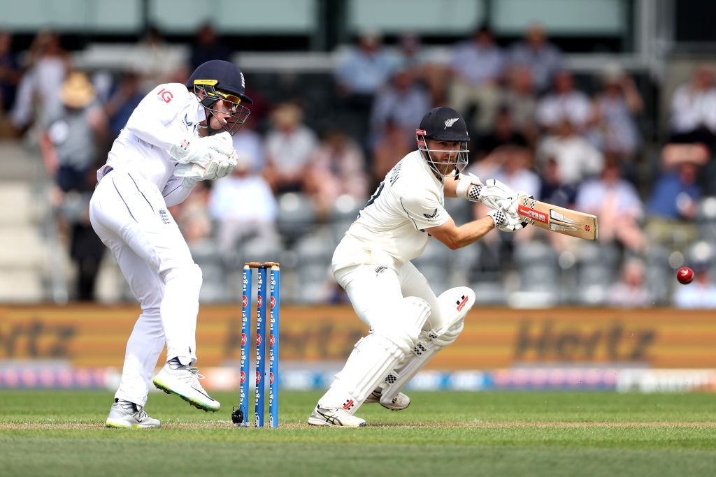 Kane Williamson plays a shot during the first day of the Black Caps test against England. Photo:...