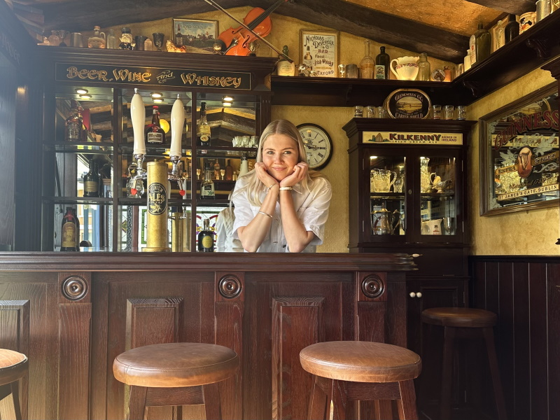 Willow Jeffery and her new portable pub, The Lucky Irish.PHOTO: LAUREN PATTEMORE