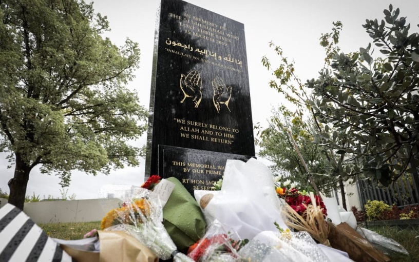 Flowers for victims of the terror attack outside Al Noor Mosque in Christchurch. Photo: RNZ