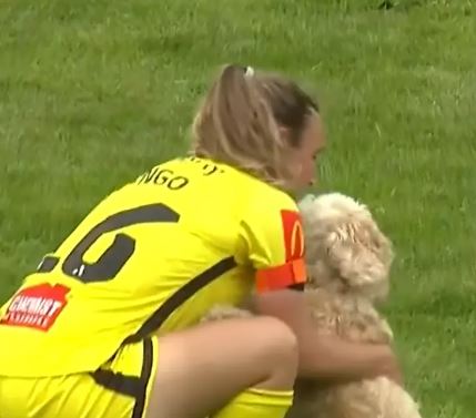 Phoenix captain Annalie Longo and her dog at Porirua Park during the team's round 2 clash with...