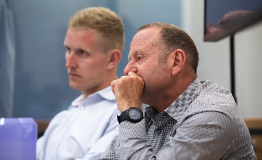 Olivia's father Phillip Podmore (right) and her brother Mitchell at the inquest. Photo: Pool / RNZ