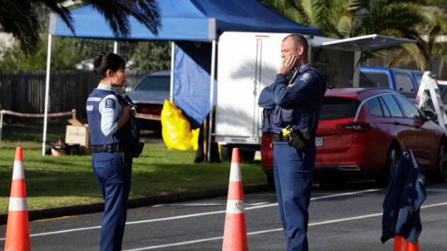 Police at the scene where the two children died in Ruakākā. Photo: NZME