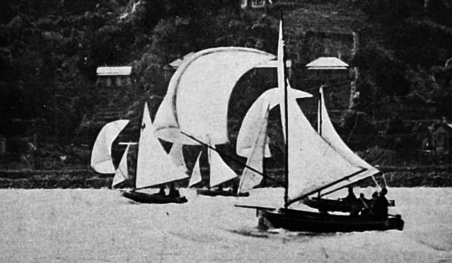 Fourteen-footer boats start the sixth trial on November 22, 1924 to choose Otago's entry for the...