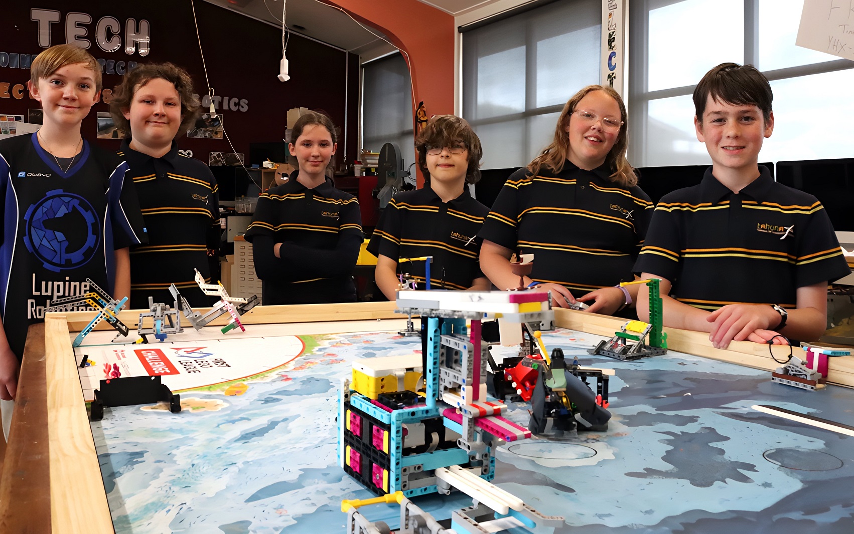 Showcasing robot building skills are Tahuna Normal Intermediate School pupils (from left)...