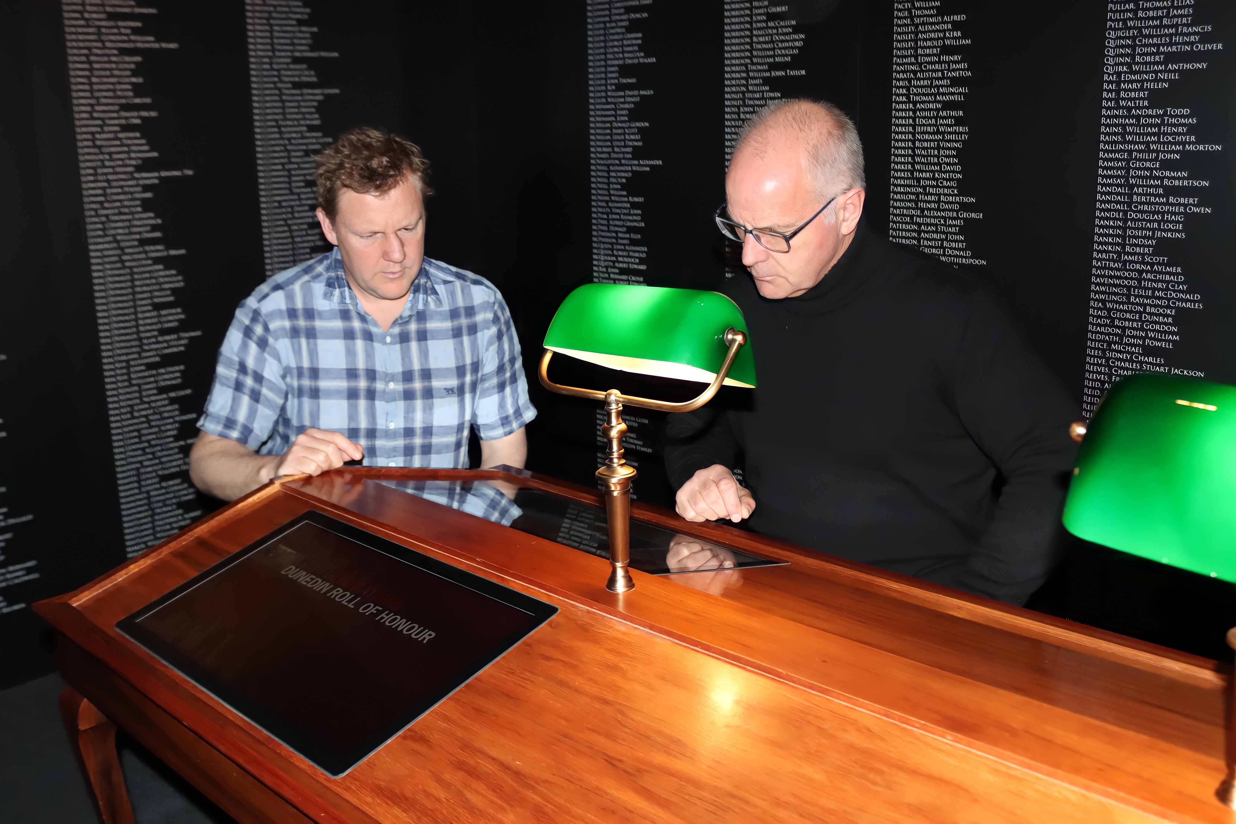 Toitū Otago Settlers Museum exhibition developer William McKee (left) and curator Sean Brosnahan...