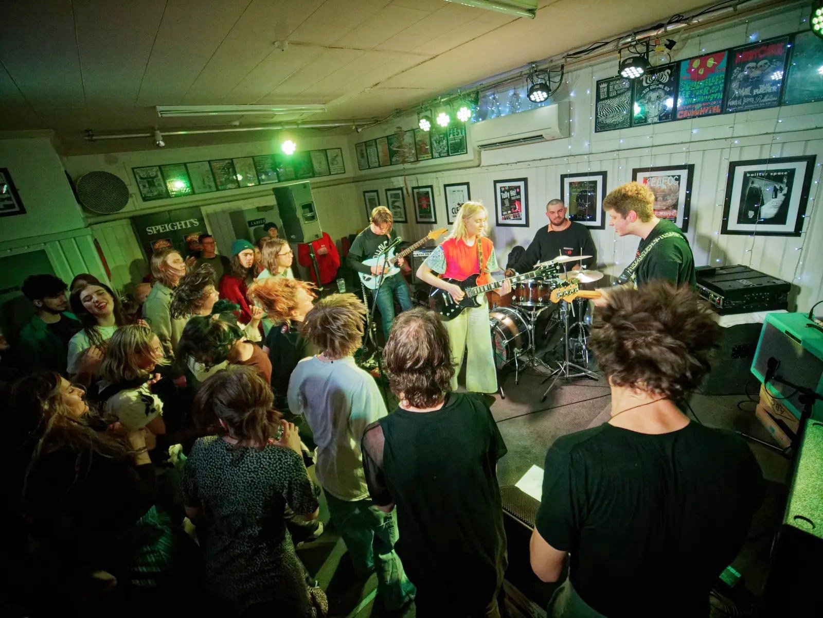 Music fans listen to Wellington band Wiri Donna at the Crown Hotel. The hotel is one of the last...