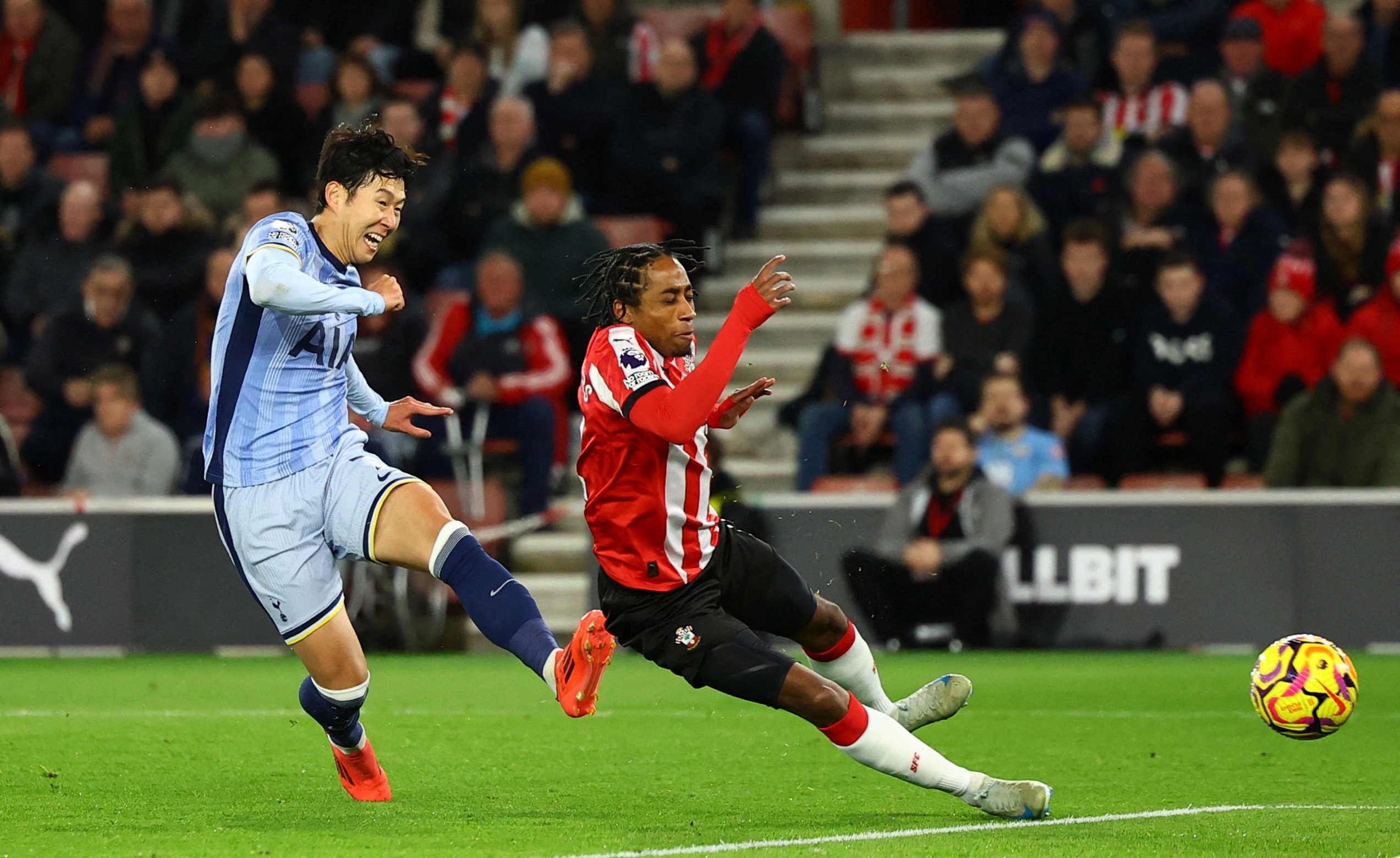 Tottenham Hotspur's Son Heung-min scores the team's second goal. Photo: Action Images via Reuters