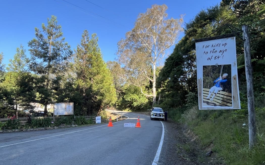 Police on the 309 Road after the shooting on Friday. Photo: RNZ