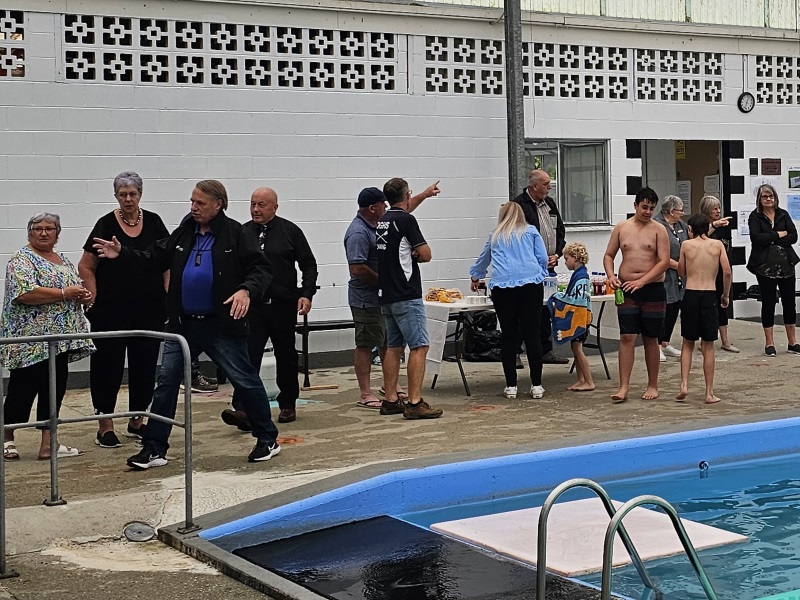 Kaitangata residents and Clutha District Council officials celebrate the formal handover of the...