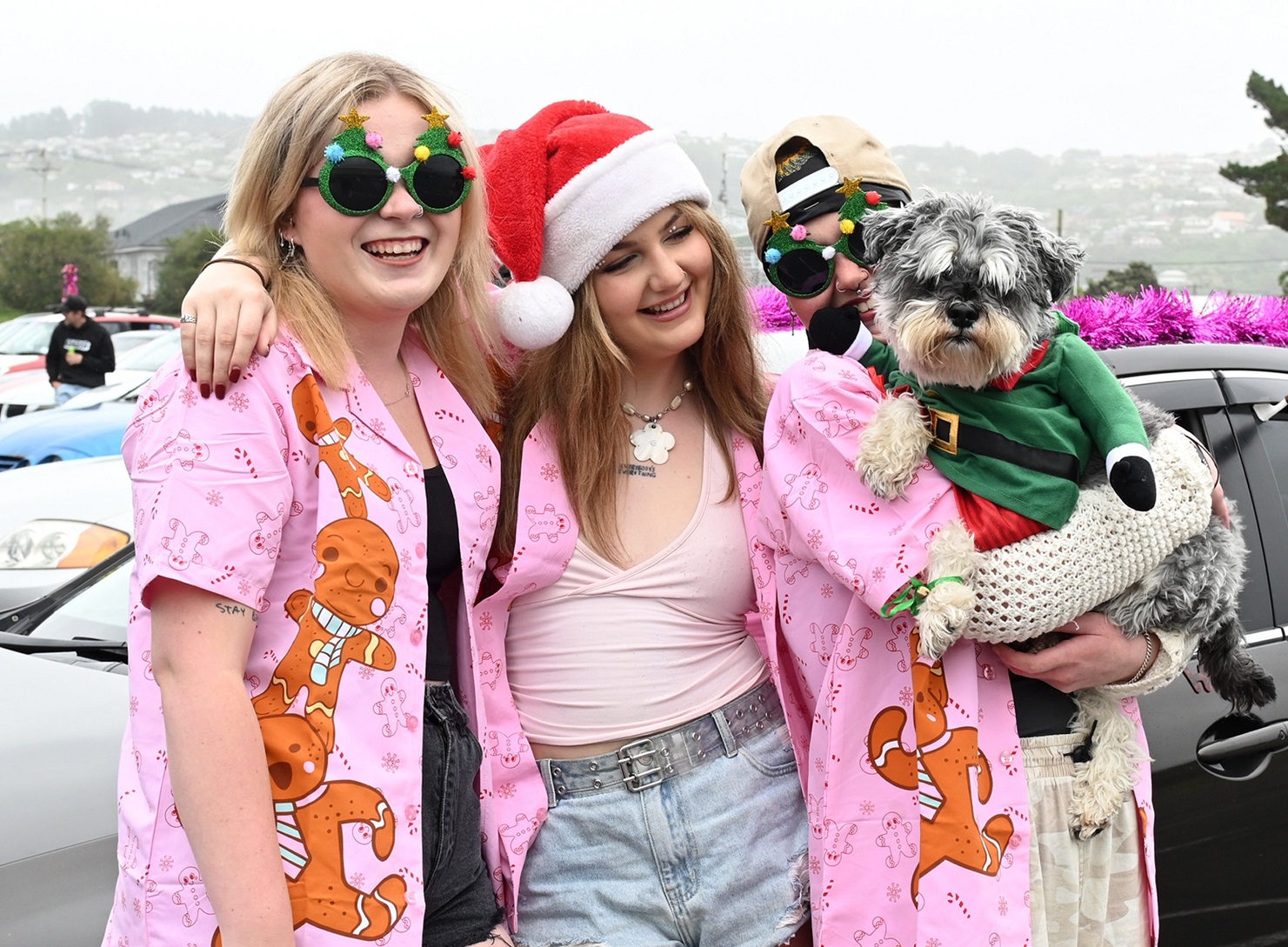 Car enthusiasts (from left) Payton Wells, Kelly Lyons and Grace Nicolson with 11-year-old...