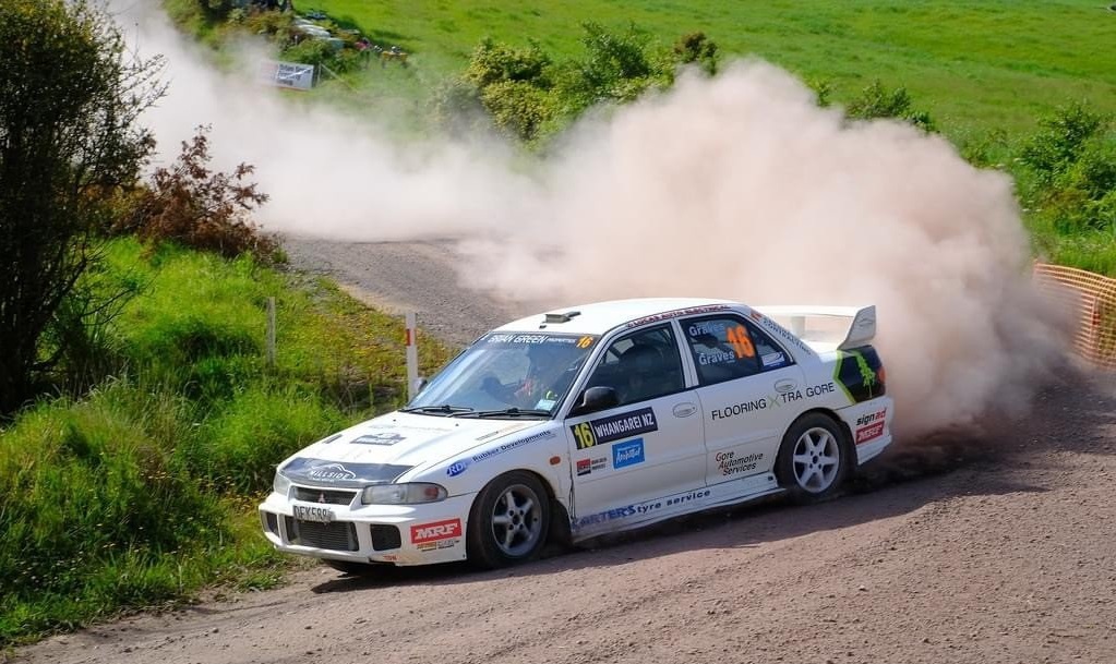 Andrew Graves and co-driver Hayden Graves compete during the Rally of Whangarei last month. Photo...