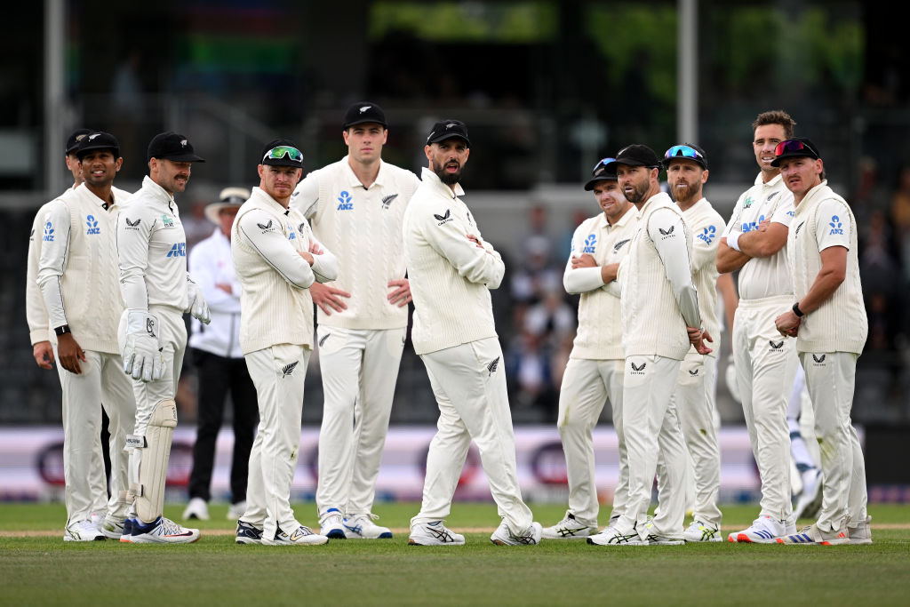 The Black Caps in the field during their first test loss to England in Christchurch last week....