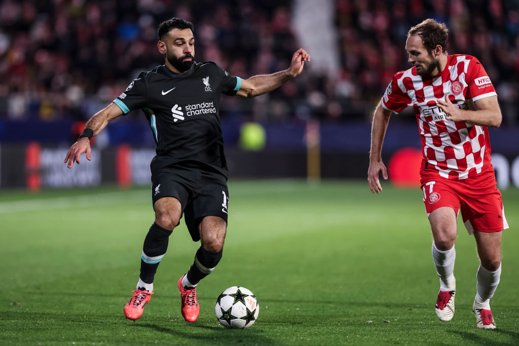 Mo Salah in action for Liverpool against Girona this morning. Photo: Getty Images