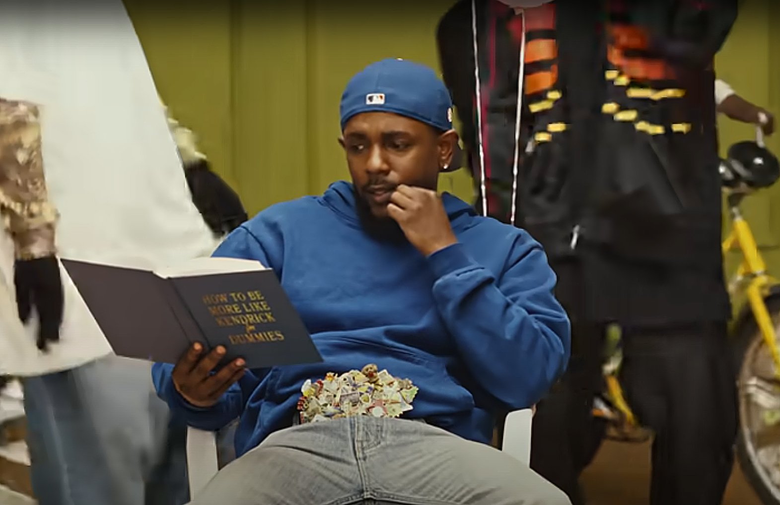 Kendrick Lamar skewers himself during the video for squabble up.