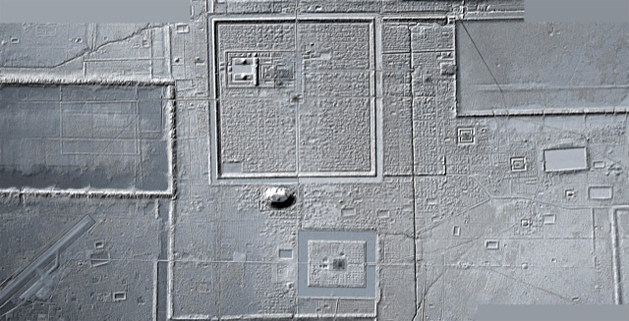 Lidar image of the central part of Angkor. Angkor Thom is in the centre. Below lies moated Angkor...