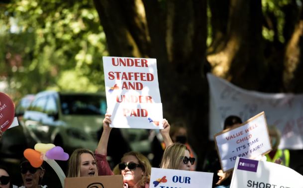 Nurses - seen here during an earlier strike - say patient safety is at risk. Photo: Marika Khabazi