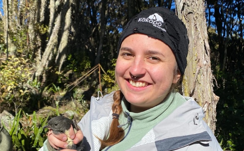 Ecologist and report author Manaia Permain-Fenton with a kakaruai. Photo: Supplied / Jo Monks