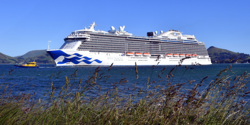 Royal Princess leaves Port Chalmers towards Taiaroa Head on Tuesday night. PHOTO: STEPHEN JAQUIERY