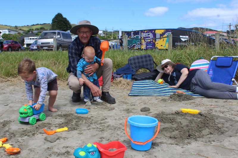 Tom and Pauline Rietveld, of Dunedin, loved being able to build sandcastles on the beach with...