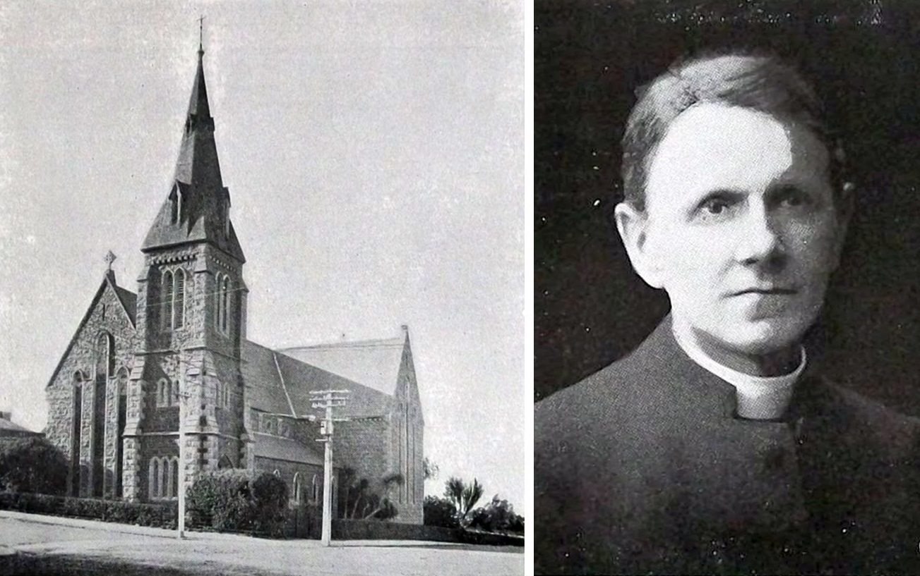 St Matthew's Church, on the corner of Stafford and Hope Sts, Dunedin, and its vicar, Rev W.A.H....