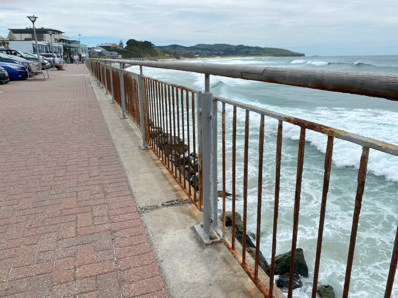 Corrosion ... The railings at St Clair Esplanade have become noticeably rusty. PHOTO: BRENDA HARWOOD