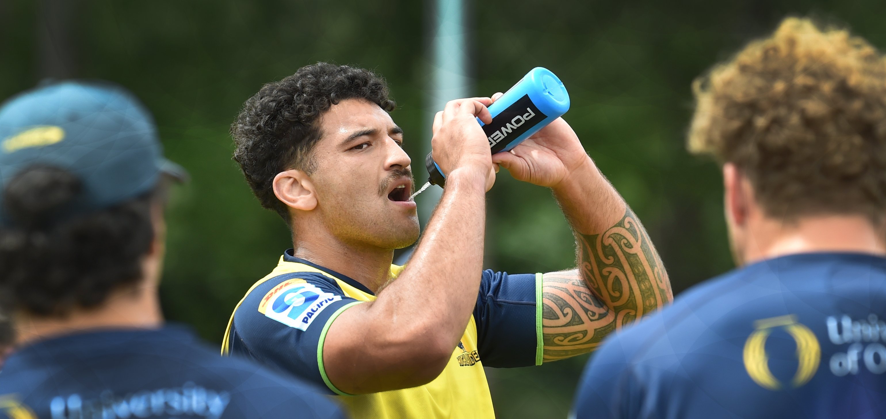 Highlanders flanker TK Howden cools off during a training session in Dunedin this week. Photo:...