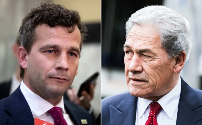 Act leader David Seymour (L) and NZ First leader Winston Peters are at odds over the government's...