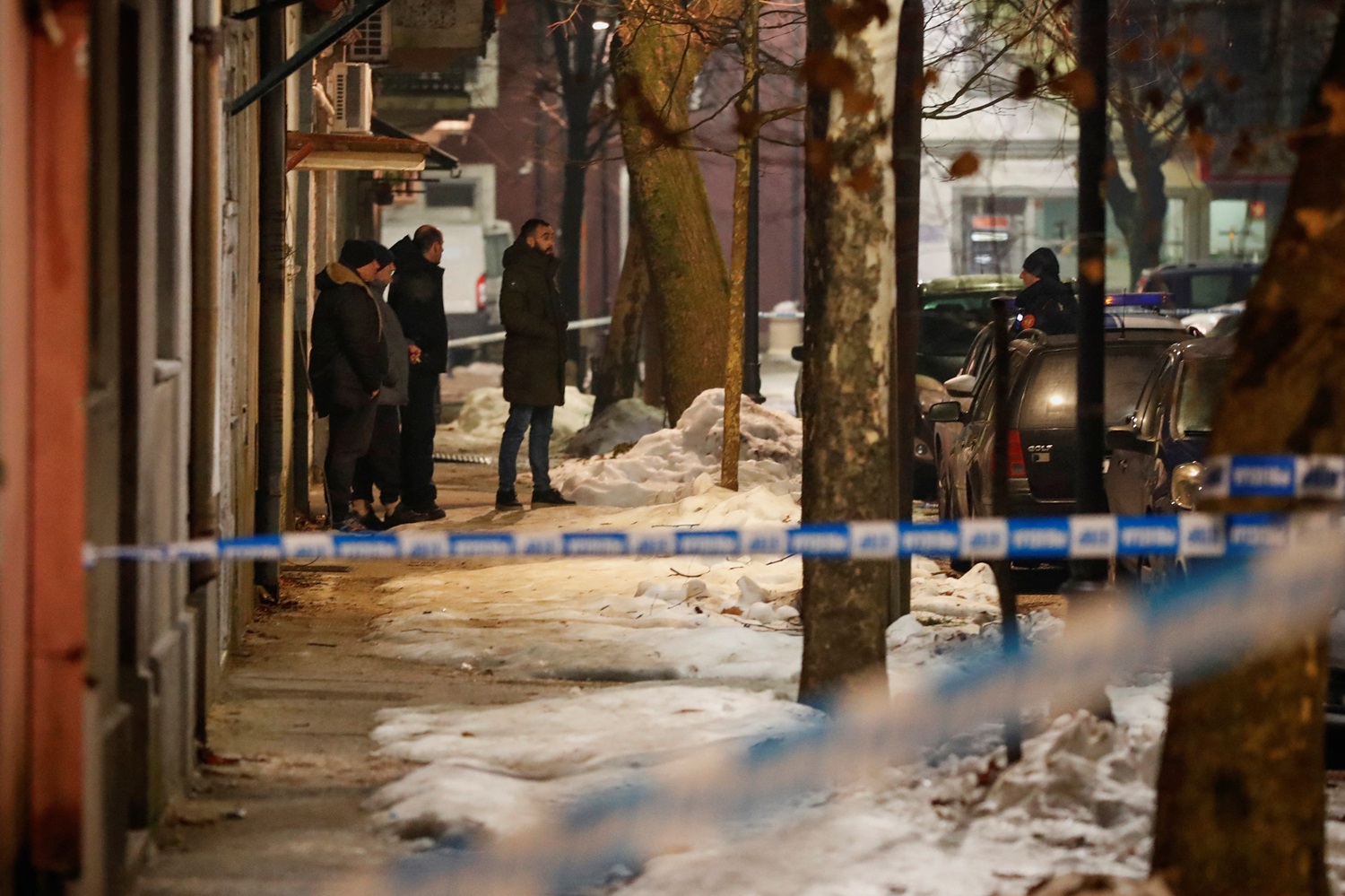 Police and security personnel near the scene of the shooting in Cetinje, Montenegro. Photo: Reuters