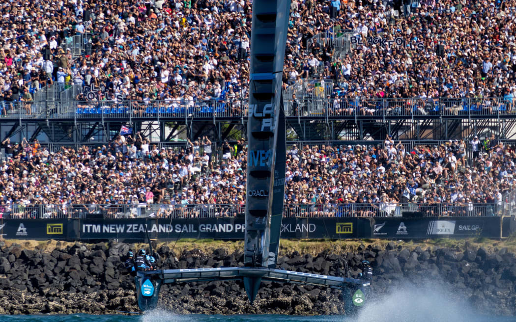 Black Foils reward their fans with victory at SailGP Auckland. Photo: Felix Diemer for SailGP